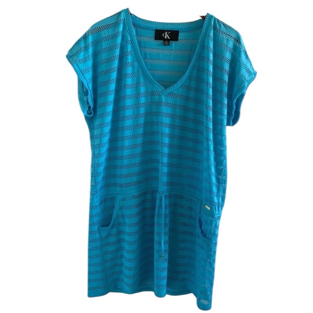 CALVIN KLEIN Eyelet Swim Cover-Up in Blue Size Medium — SUMMER PERFECTION!!! - Picture 3 of 12